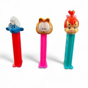 Smurfs Garfield and Flintstones PEZ Dispensers Bundle